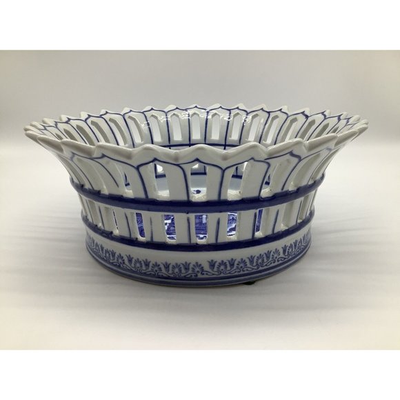 Large Victoria Ware Vintage Ironstone Basket Bowl, Reproduction - Picture 16 of 16